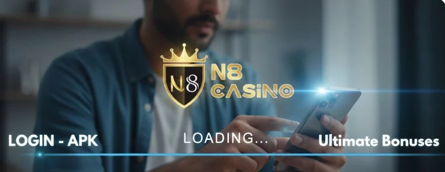 N8 Casino India official homepage showing welcome bonus banner, register and login buttons